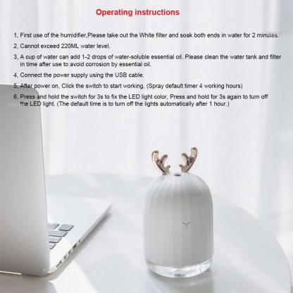 High Quality 220ML Ultrasonic Air Humidifier Aroma Essential Oil Diffuser for Home Car USB Fogger Mist Maker with LED Night Lamp 2