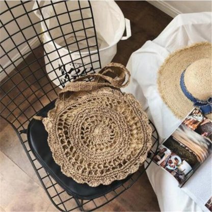 Bohemian Straw Bags for Women Circle Beach Handbags Summer Rattan Shoulder Bags Handmade Knitted Travel Big Totes Bag 2019 New 4