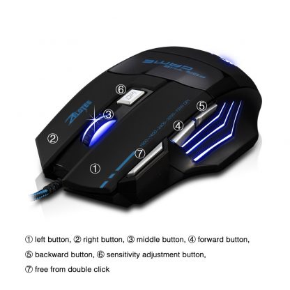 게이밍 마우스 ZELOTES T-80 Gaming Mouse 7200 DPI Backlight Multi Color LED Optical 7 Button Mouse Gamer USB Wired Gaming Mouse for Pro Gamer 3
