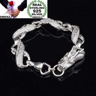 OMHXZJ Wholesale Personality Fashion OL Woman Girl Party Wedding Gift Silver Dragon Chain 925 Sterling Silver Bracelet BR56