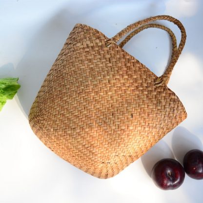 Casual Straw Bag Natural Wicker Tote Bags Women Braided Handbag For Garden Handmade Mini Woven Rattan Bags 4