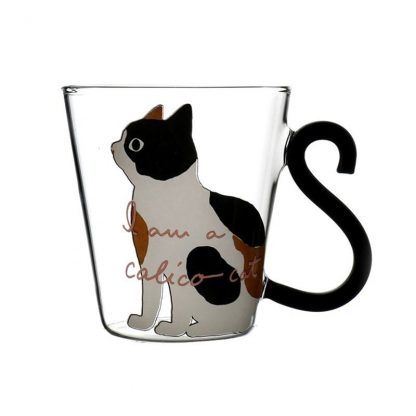고양이 유리 커피컵Justdolife 8.5oz Cute Creative Cat Milk Coffee Mug Water Glass Mug Cup Tea Cup Cartoon Kitty Home Office Cup For Fruit Juice 2
