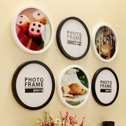 Hanging Wall Mounted Picture Frames Holder Round Photo Frame DIY Wooden Photo Frames Creative Gifts Living Room Home Decoration 1