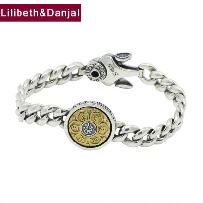Buddha Bracelet 100% 925 Sterling Silver Jewelry Men Women Rotatable Ethnic Heart Sutra Mantra Chain Bracelet Bangle 2018 B53 5