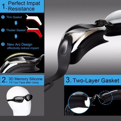 수영모 수경 세트 Swimming Goggles Women Men Swim Goggles Waterproof  Suit HD Anti-Fog 100% UV Adjustable Prescription Glasses For Pools 4