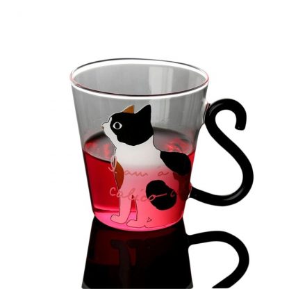 고양이 유리 커피컵Justdolife 8.5oz Cute Creative Cat Milk Coffee Mug Water Glass Mug Cup Tea Cup Cartoon Kitty Home Office Cup For Fruit Juice 3