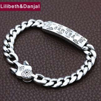 2019 Buddha Mantra Couple Letter Bracelet 100% 925 Sterling Silver Jewelry Men Women Valentine Day gift Name Bracelet Bangle B64