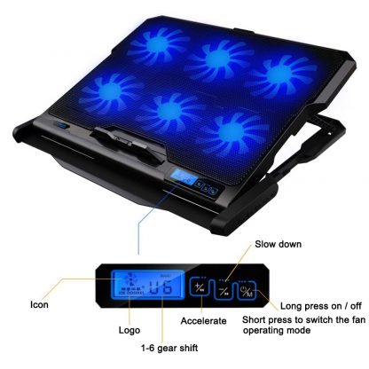 New Laptop cooler 2 USB Ports and Six cooling Fan laptop cooling pad Notebook Stand for 12-15.6 inch for Laptop 2