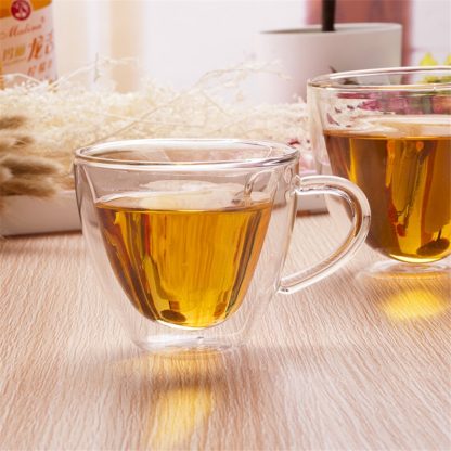 로맨틱 하트 유리컵Heart Love Shaped Double Wall Glass Mug Resistant Kungfu Tea Mug Milk Lemon Juice Cup Drinkware Lover Coffee Cups Mug Gift 2