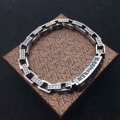SOQMO 925 Sterling Silver Buddha Bracelet Men Six-word Mantra High Polished Retro Black Handmade Jewelry For Male SQM235 2
