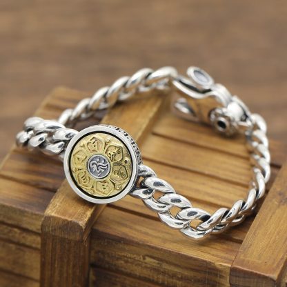 Buddha Bracelet 100% 925 Sterling Silver Jewelry Men Women Rotatable Ethnic Heart Sutra Mantra Chain Bracelet Bangle 2018 B53 4