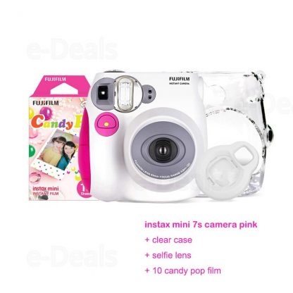 100% Authentic Fujifilm Instax Mini 7s Instant Photo Camera Set with 10 Sheets Fuji Instax Mini White Film & Rabbit Selfie Lens 2