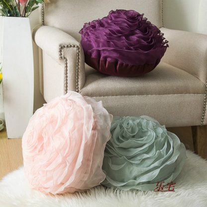 장미모양 홈데코 쿠션Elegant 3D Yarn Rose Cushion Romantic Flower Sofa pillow bed Flower Pillow Wedding Decor Rose Cushion Valentine's Day Lover Gift