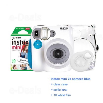 100% Authentic Fujifilm Instax Mini 7s Instant Photo Camera Set with 10 Sheets Fuji Instax Mini White Film & Rabbit Selfie Lens 5
