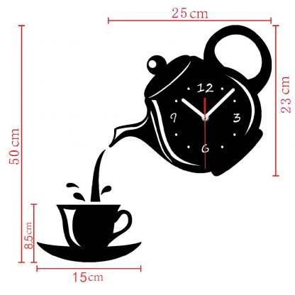 DIY 홈 거실 장식 벽시계 Creative DIY Acrylic Coffee Cup Teapot 3D Wall Clock Decorative Kitchen Wall Clocks Living Room Dining Room Home Decor Clock 039 5