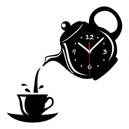 DIY 홈 거실 장식 벽시계 Creative DIY Acrylic Coffee Cup Teapot 3D Wall Clock Decorative Kitchen Wall Clocks Living Room Dining Room Home Decor Clock 039