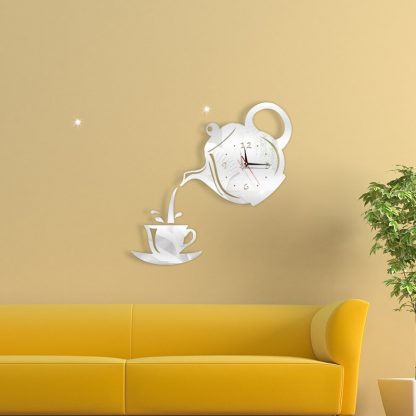 DIY 홈 거실 장식 벽시계 Creative DIY Acrylic Coffee Cup Teapot 3D Wall Clock Decorative Kitchen Wall Clocks Living Room Dining Room Home Decor Clock 039 2