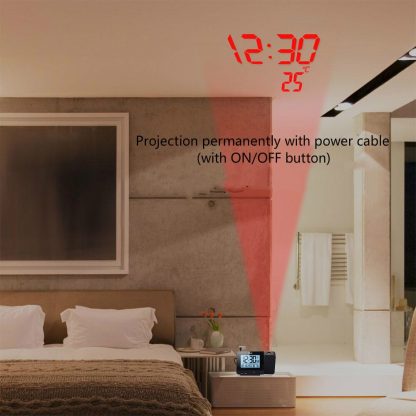 FanJu FJ3531B Projection Clock Desk Table Led Digital Snooze Alarm Backlight Projector Clock With Time Temperature Projection 2