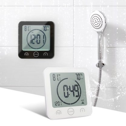 욕실 방수 전자 벽시계 Waterproof LCD Digital Wall Clock Shower Suction Wall Stand Alarm Timer Temperature Humidity Bath Weather Station for Home