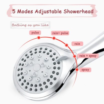 5 modes ABS plastic Bathroom shower head big panel round Chrome rain head Water saver Classic design G1/2 rain showerhead ZJ039 1