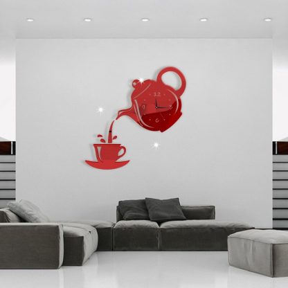 DIY 홈 거실 장식 벽시계 Creative DIY Acrylic Coffee Cup Teapot 3D Wall Clock Decorative Kitchen Wall Clocks Living Room Dining Room Home Decor Clock 039 4