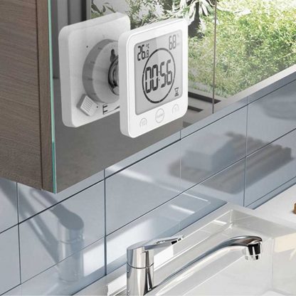 욕실 방수 전자 벽시계 Waterproof LCD Digital Wall Clock Shower Suction Wall Stand Alarm Timer Temperature Humidity Bath Weather Station for Home 3
