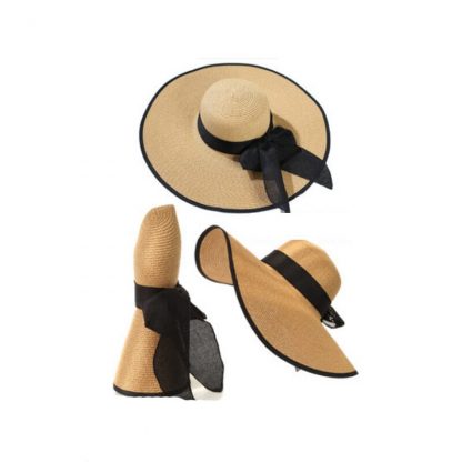 Summer Large Brim Straw Hat Floppy Wide Brim Sun Cap Bowknot Beach Foldable Hats New 2019 Hats for Women 3