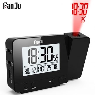 FanJu FJ3531B Projection Clock Desk Table Led Digital Snooze Alarm Backlight Projector Clock With Time Temperature Projection