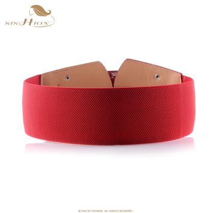 SISHION Vintage Wide Belts for Women Famous Brand Designer Elastic Party Belts Women's Red Camel Black Costume Belts VB0007 5