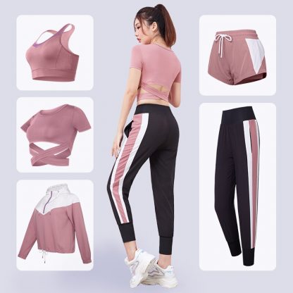 2019 New Yoga Sets Women's Gym Sports Suits Stretchy Running Sportswear Joggers Fitness Training Clothing 4-5pcs 1