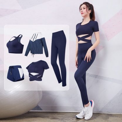 2019 New Yoga Sets Women's Gym Sports Suits Stretchy Running Sportswear Joggers Fitness Training Clothing 4-5pcs 2
