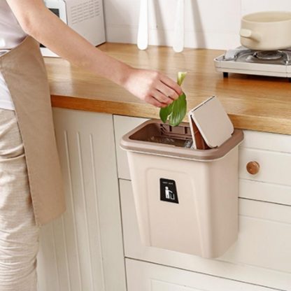 Push-top Trash Can Chef Hanging Automatic Return Lid for Fruit and Vegetable Pericarp-Small Garbage Cabinet Cupboard Kitchen 5