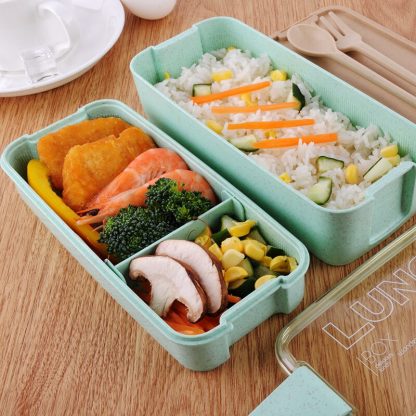 900ml Healthy Material Lunch Box 3 Layer Wheat Straw Bento Boxes Microwave Dinnerware Food Storage Container Lunchbox 3