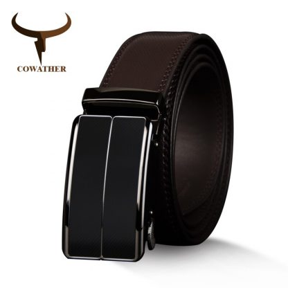 COWATHER New Arrival  cow genuine leather men's belt cowhide strap for male automatic buckle belts for men alloy buckle belts 1