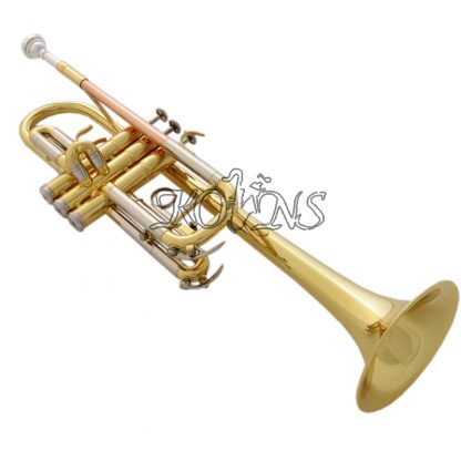 Top New Gold C Key Trumpet with Cupronickel Tuning pipe horn With Case 4