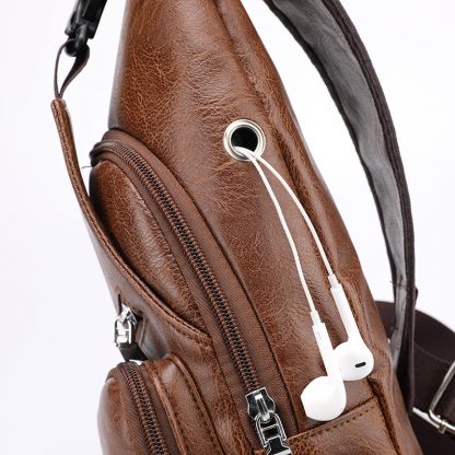 Men's Crossbody Bags Men's USB Chest Bag Designer Messenger bag Leather Shoulder Bags Diagonal Package 2018 new Back Pack Travel 2