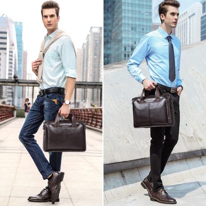 FEGER 2018 New Fashion Genuine Leather Men Bag Famous Brand Shoulder Bag Messenger Bags Causal Handbag Laptop Briefcase Male 2