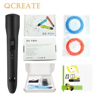QCREATE ABS/PLA dual mode 3D Printing Pen LCD display 3Doodler Scribble Pen Speed Temperature adjustable free 10M PLA filament