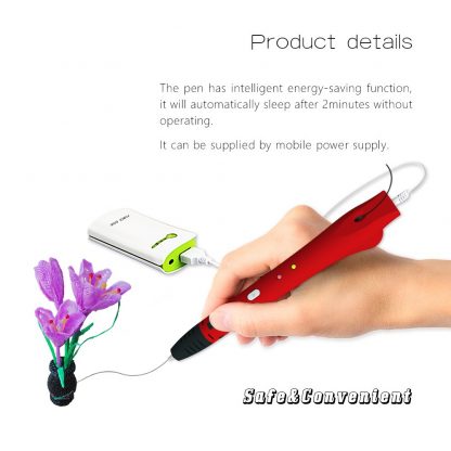 QCREATE 3D Pen QW01-14S 3D Drawing Pen with Free 10 Meters PCL 1.75mm Filament Low Temperautre Smart 3D Printing Pen Doodler DIY 2