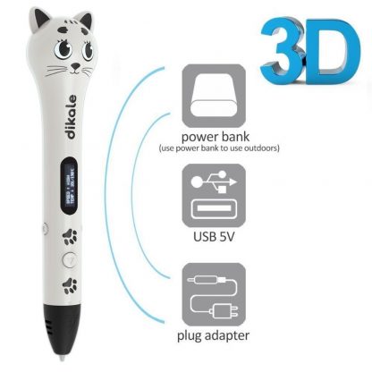 dikale 3d pen 3d pens 1.75mm PLA Filament scribble pen Best Gift for Kids 3d drawing pen-3d model Creative 3 d cute cat pen 3