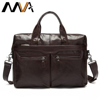 MVA Leather Briefcases men laptop male messenger bag Men's Genuine leather shoulder bags briefcase for documents  handbag 9005