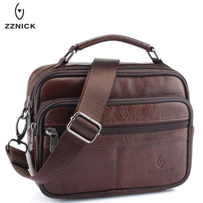 ZZNICK 2018 Genuine Cowhide Leather Shoulder Bag Small Messenger Bags Men Travel Crossbody Bag Handbags New Fashion Men Bag Flap 2