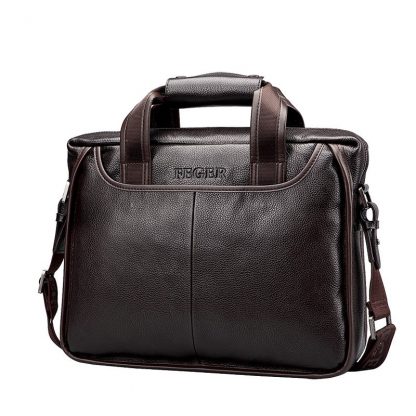 FEGER 2018 New Fashion Genuine Leather Men Bag Famous Brand Shoulder Bag Messenger Bags Causal Handbag Laptop Briefcase Male 4