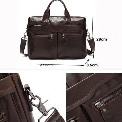 MVA Leather Briefcases men laptop male messenger bag Men's Genuine leather shoulder bags briefcase for documents  handbag 9005 4