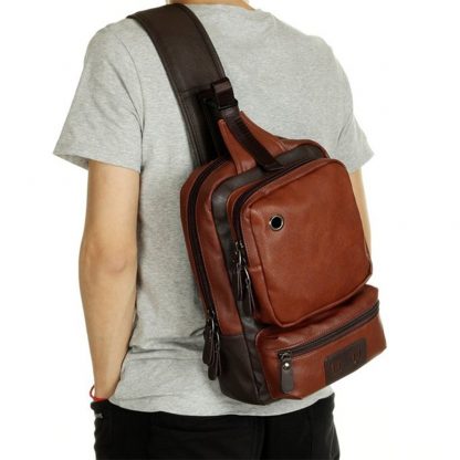 Zebella Brand Men's Shoulder Bag Vintage Men Crossbody Bag Men Chest Bags Casual Fashion PU Leather Men Messenger Bag  2