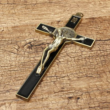 Church Relics Crucifix Jesus Christ On The Stand Cross Wall Crucifix Antique Home Chapel Decoration Wall Crosses Bronze Black 5