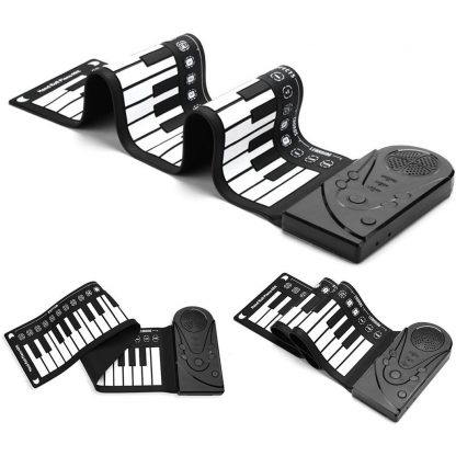 Unisex Flexible Keyboard Digital Educational Piano Kid's 75kg 49-Keys white 0 Roll-Up Black Music 1