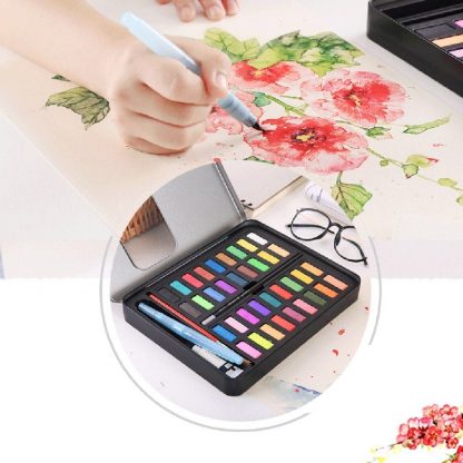 36 Colors Solid Watercolor Artist Paint Set Painting Box with Pens Paper And Bag Artist Art Supplies 1