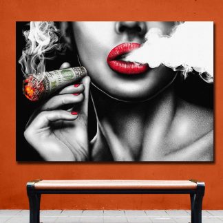 Creative Art Modern Abstract Canvas Painting Burning Money Smoking Clouds Art Prints for Study Room, Office And Home Decoration