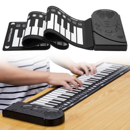 Unisex Flexible Keyboard Digital Educational Piano Kid's 75kg 49-Keys white 0 Roll-Up Black Music